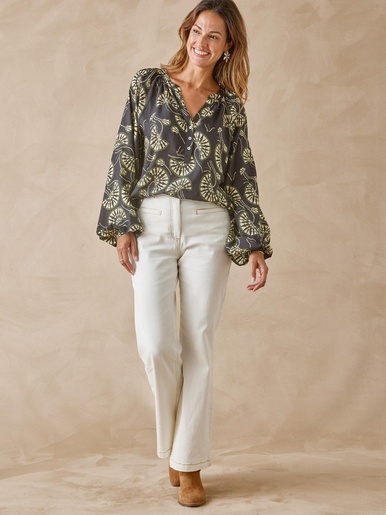 Blouse à fronces manches longues