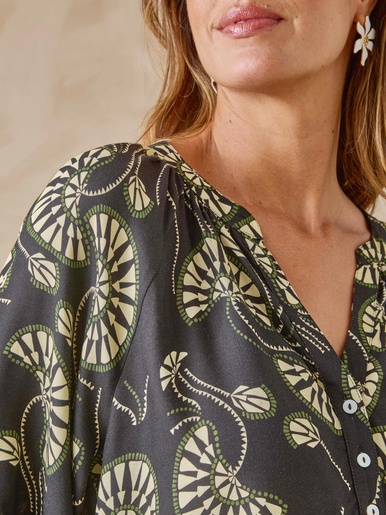 Blouse à fronces manches longues