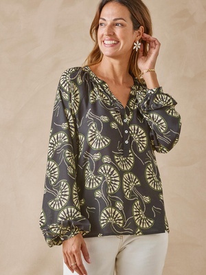 Blouse à fronces manches longues