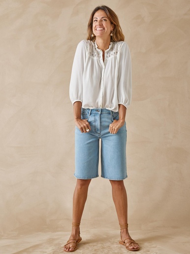 Blouse en crêpe avec macramé