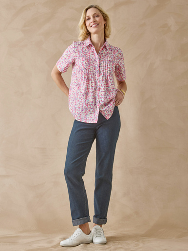 Chemisier effet plastron manches courtes