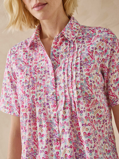 Chemisier effet plastron manches courtes