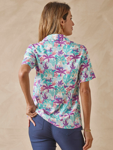 Chemisier effet plastron manches courtes