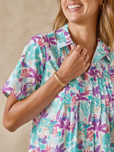 Chemisier effet plastron manches courtes