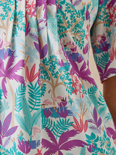 Chemisier effet plastron manches courtes