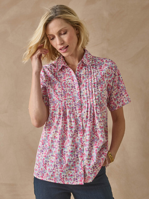 Chemisier effet plastron manches courtes