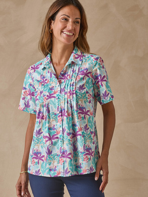 Chemisier effet plastron manches courtes