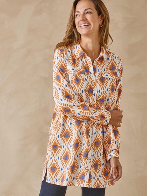 Chemisier tunique manches retroussables