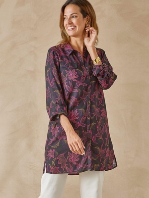 Chemisier tunique manches retroussables