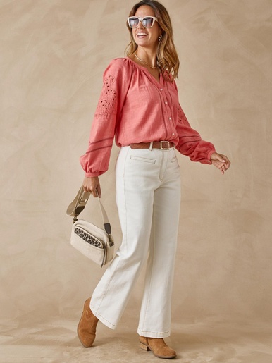 Blouse manches brodées