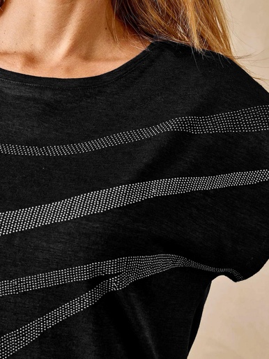 Tee-shirt manches T détails strass