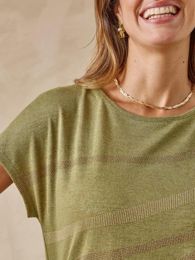 Tee-shirt manches T détails strass