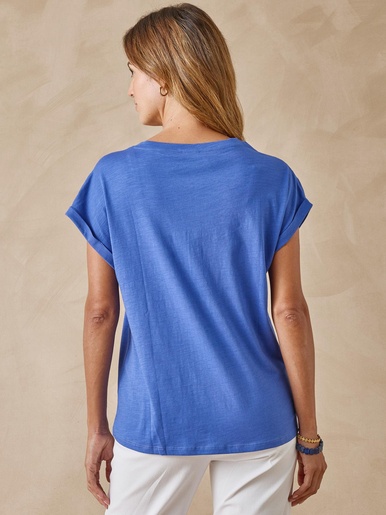 Tee-shirt brodé encolure tunisienne