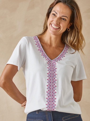 Tee-shirt bordé pur coton