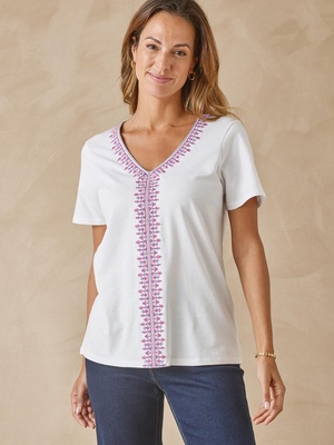 Tee-shirt bordé pur coton