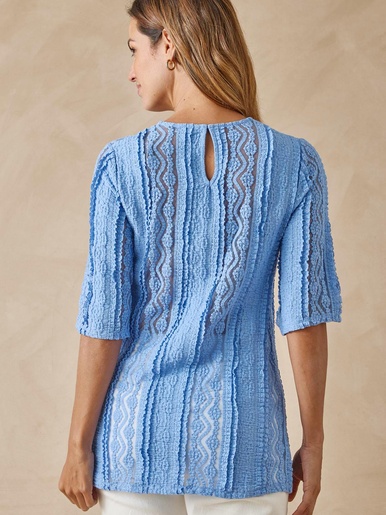 Tee-shirt en maille effet dentelle