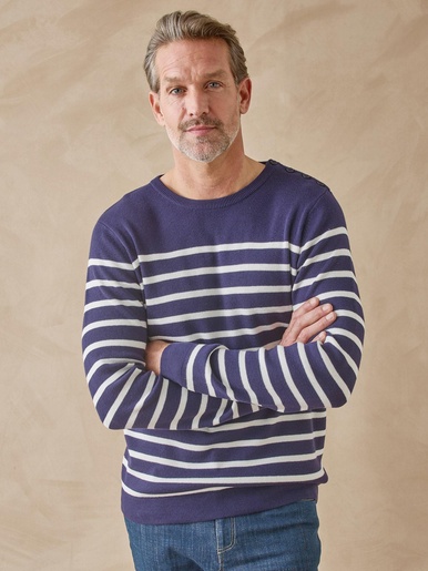 Pull col rond mélange coton