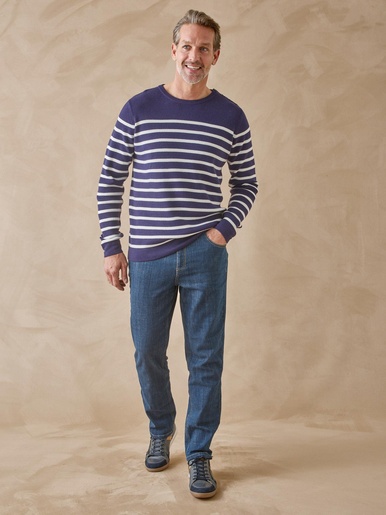 Pull col rond mélange coton