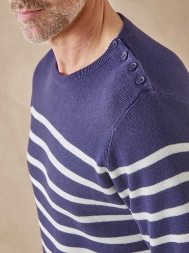 Pull col rond mélange coton