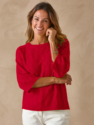 Pull manches au coude avec laine