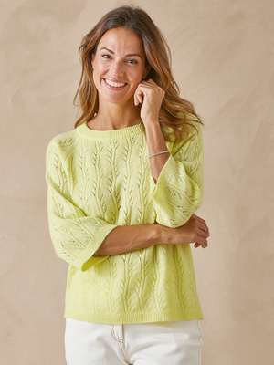 Pull manches au coude avec laine