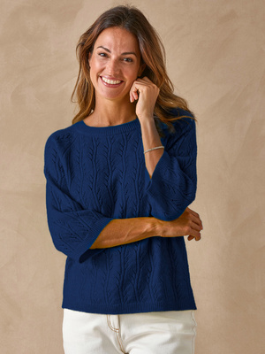 Pull manches au coude avec laine