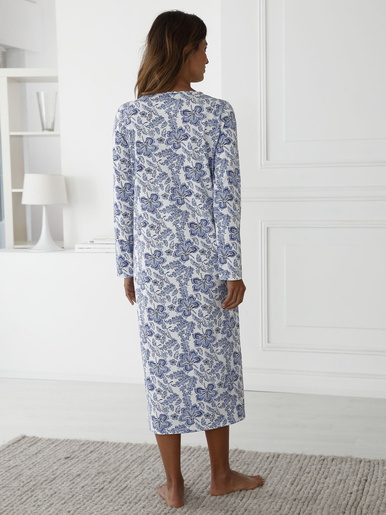 Chemise de nuit manches longues en coton