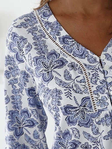 Chemise de nuit manches longues en coton