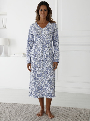 Chemise de nuit manches longues en coton