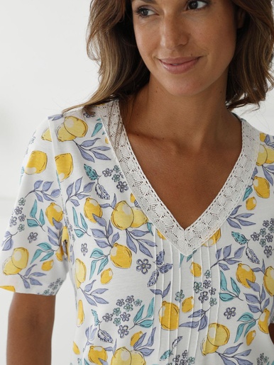 Chemise de nuit coton manches courtes