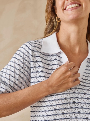 Pull maille fantaisie et jeux de rayures