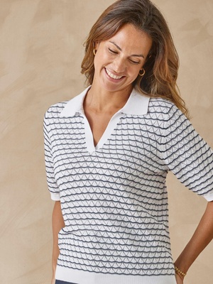 Pull maille fantaisie et jeux de rayures