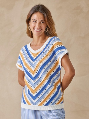 Pull rayé point fantaisie