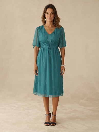Robe en voile avec fil métallisé