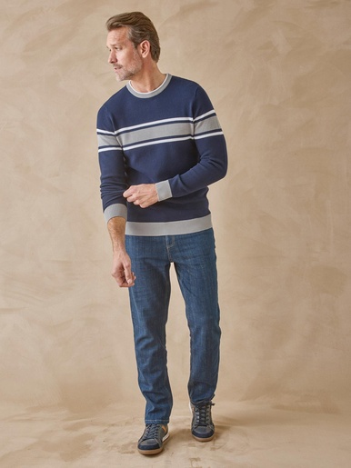 Pull rayé en maille fantaisie