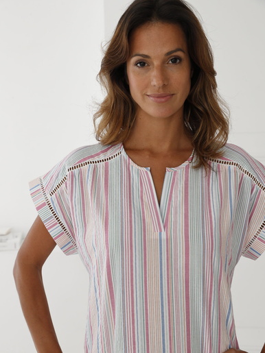 Chemise de nuit en seersucker