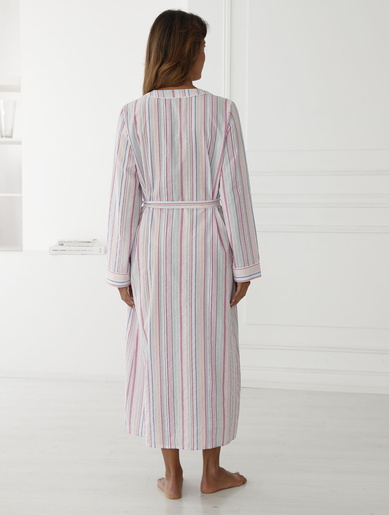 Peignoir forme kimono en seersucker