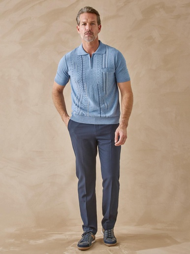 Pull polo zippé manches courtes