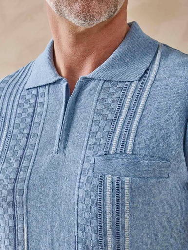 Pull polo zippé manches courtes