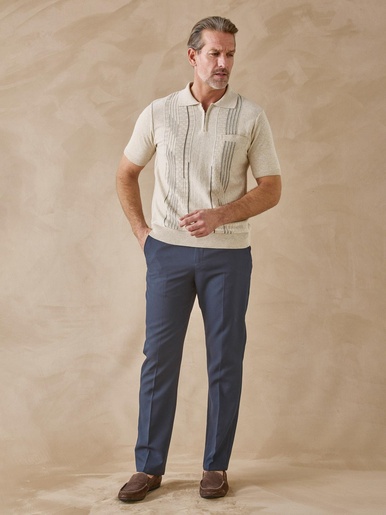Pull polo zippé manches courtes