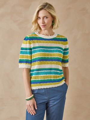 Pull rayé point ajouré