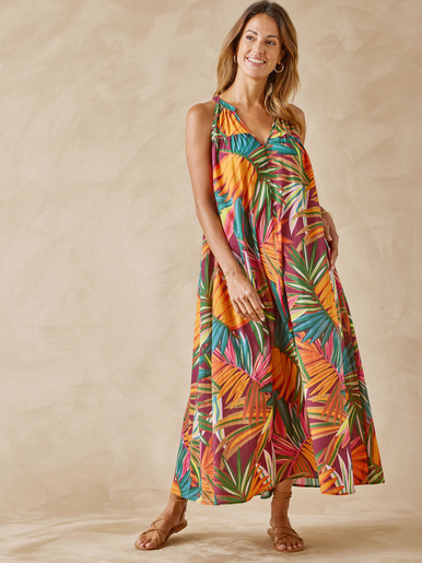 Robe longue en voile de coton