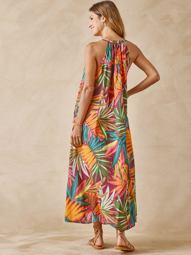 Robe longue en voile de coton
