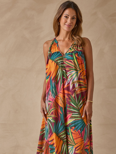 Robe longue en voile de coton