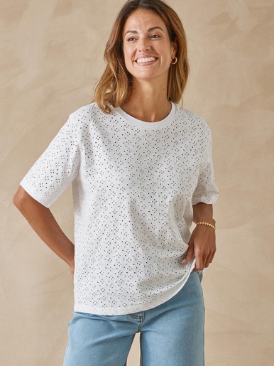 Tee-shirt en broderie anglaise