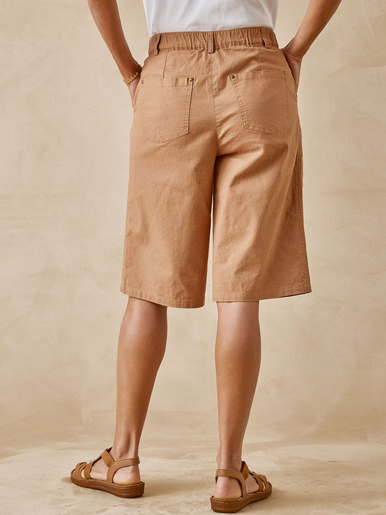 Bermuda en toile extensible avec lin