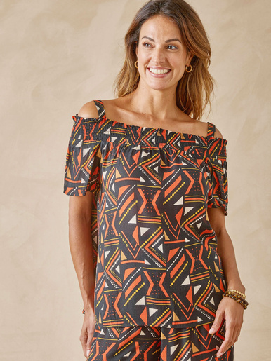 Blouse évasée en crêpe