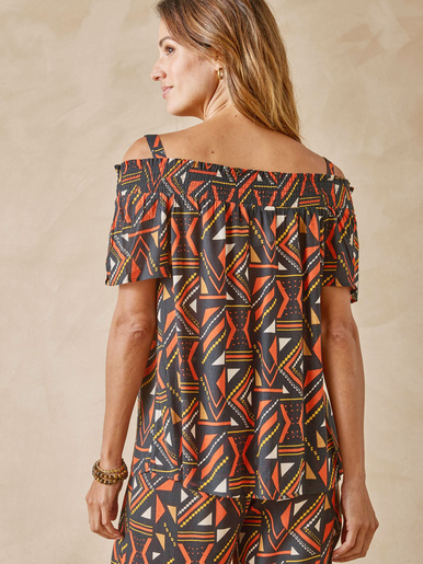Blouse évasée en crêpe