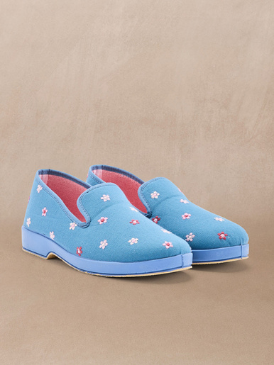 Charentaises brodées intérieur éponge