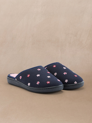 Mules brodées intérieur éponge